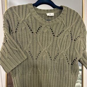 Olive Green Knit Sweater - Crew Neck
